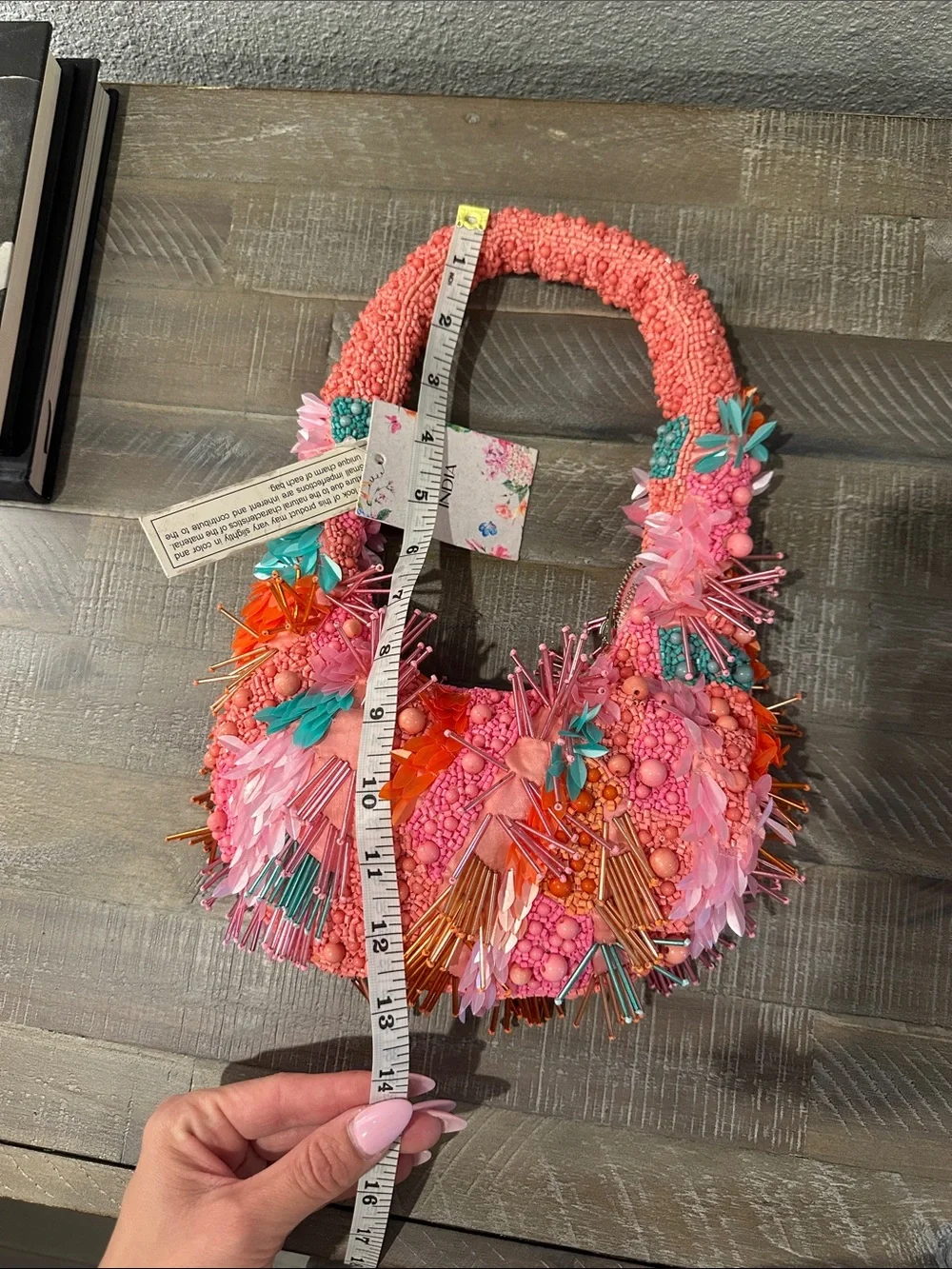 Handcrafted beaded shoulder moon bag made in India